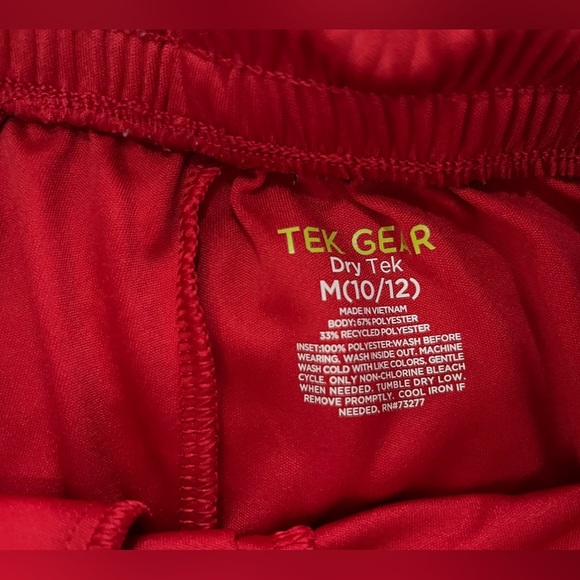 Tek Gear Dry Tek Boys Red Athletic Shorts, Red w/Black Stripes, Size M (10/12) - Picture 5 of 5